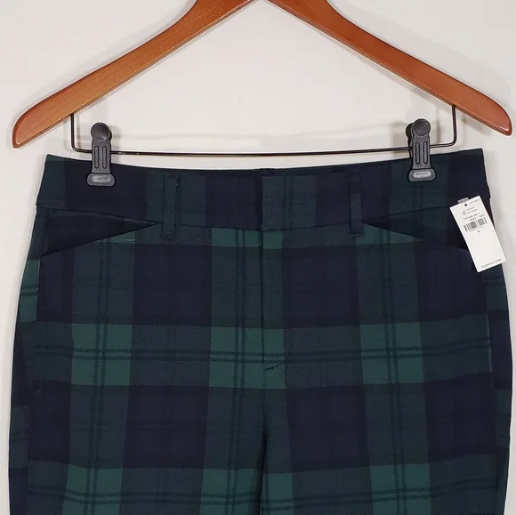 Old Navy NWT Green Plaid High-Rise Pixie Pants Women's Size 8  Never Fade - Picture 2 of 9